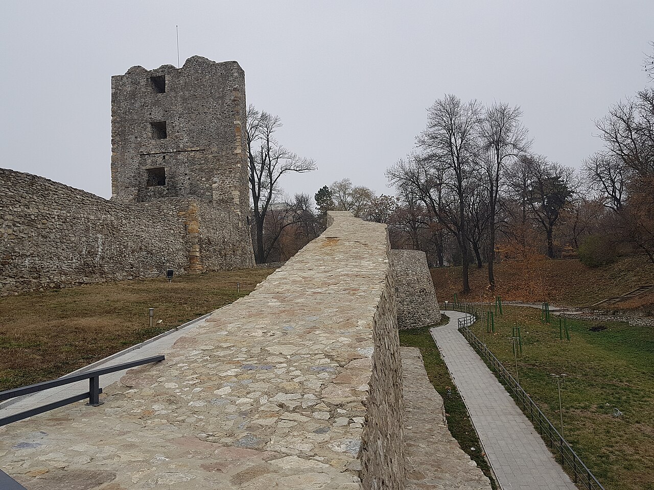 Coronamentul curtinei spre turn.