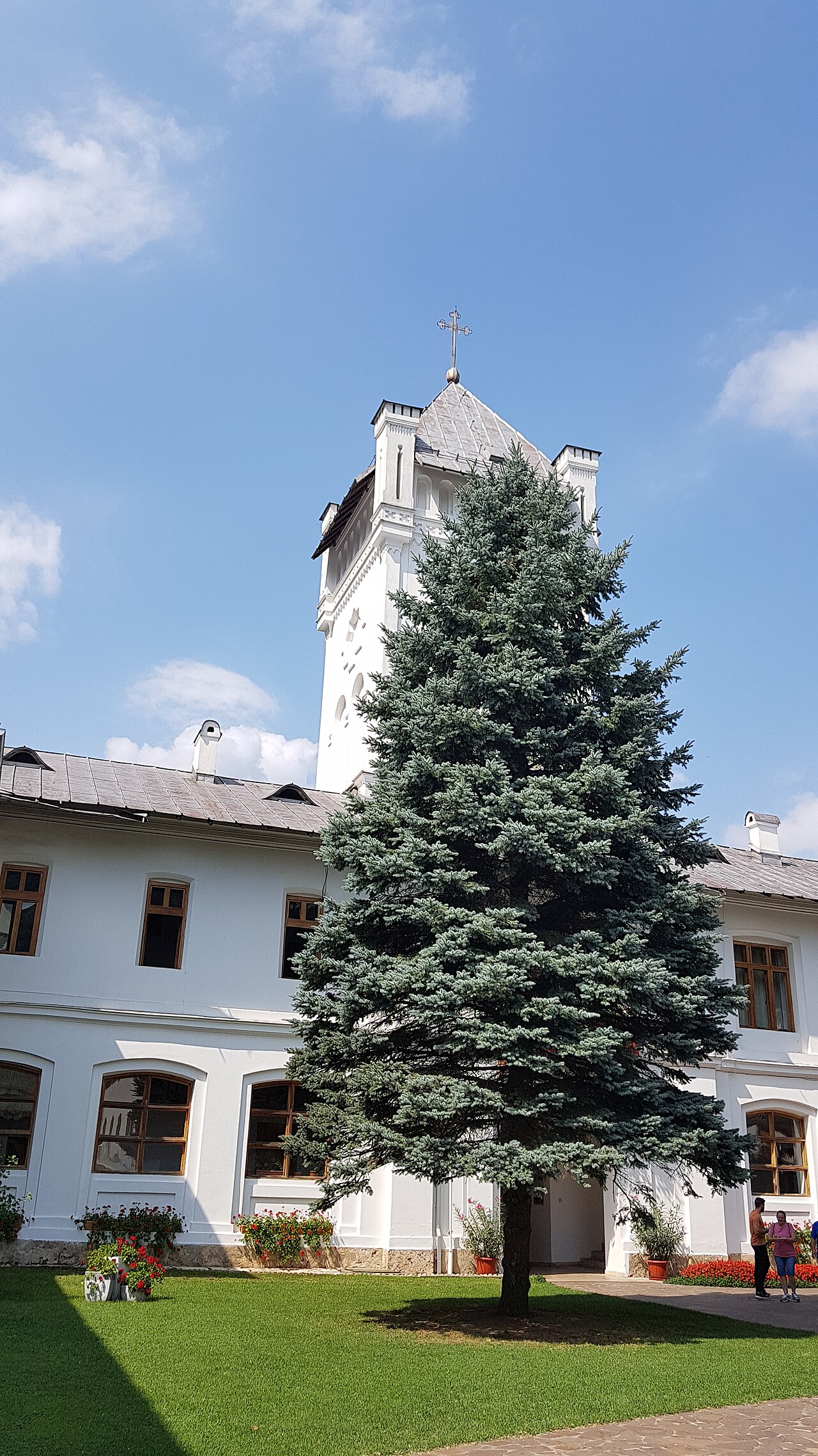 Turnul de acces văzut din interiorul curții.
